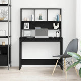 Desk with Shelves Black Oak 102x45x148 cm Engineered Wood 861985
