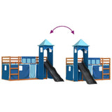 Bunk Bed without Mattress with Slide and Curtains Blue 90x200 cm 3284195