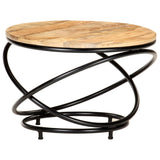 ZNTS Coffee Table Black 60x60x40 cm Solid Rough Mango Wood 321935