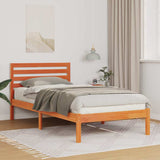 Bed Frame with Headboard Wax Brown 90 x 190 cm Solid Pine Wood 872271