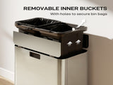Dual Kitchen Bin with Soft-Close Butterfly Lid, 2 x 28L Stainless Steel Pedal Bin with Removable T3398P552546