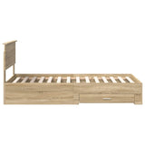 Bed Frame Sonoma Oak and Silver 75 x 190 cm Engineered Wood 3408328