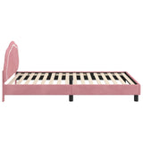 Children's Bed Frame with Headboard Pink 90 x 200 cm Velvet 42010925