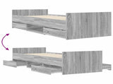 Bed Frame with Storage Grey Sonoma 80 x 200 cm Engineered Wood 3429513