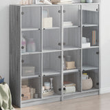Bookcase with Doors Grey Sonoma 136x37x142 cm Engineered Wood 3206522