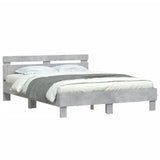 Bed Frame with LED without Mattress Concrete Grey 140x190 cm 3207563
