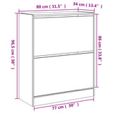 Shoe Cabinet Concrete Grey 80x34x96.5 cm Engineered Wood 839969