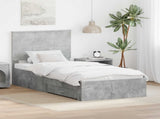 Bed Frame with Drawer Concrete Grey 90 x 190 cm Engineered Wood 3409697