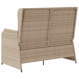Garden Bench with Cushion Black and Cream White Poly Rattan 3394444