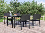5 Piece Garden Dining Set Black Poly Rattan 3156684