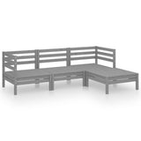4 Piece Garden Lounge Set Solid Pinewood Grey 3082669