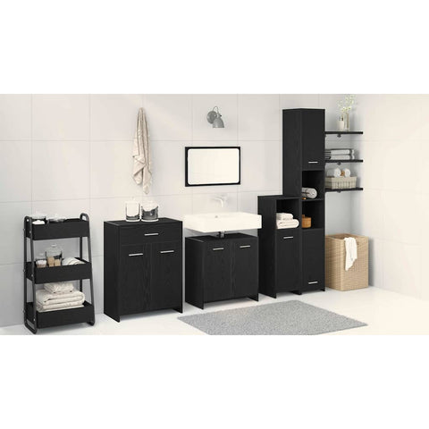 Bathroom Furniture Set 4 pcs Black Oak 30 x 30 x 183.5 cm 3332592