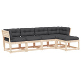5 Piece Garden Sofa Set with Cushions Solid Wood Pine 3217005