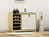 Shoe Storage with Double Doors and Open Shelves 13 Pair Shoe Storage Organizer for Entryway Hallway T3398P343166