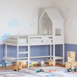 Loft Bed with Ladder and Roof without Mattress White 90x190 cm Single 3282033