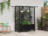 Raised Bed with Trellis and Roof Black 124 x 40 x 142 cm PP 3423038
