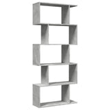 Room Divider Bookcase 5-Tier Concrete Grey 70x24x161 cm Engineered Wood 858096