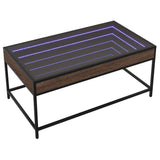 ZNTS Coffee Table with Infinity LED Brown Oak 90x50x41 cm 847691