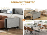 Mobile Drop Leaf Table, Folding Dining Table with 6 Wheels & Brakes, Kitchen Table for Small Spaces, T3398P342434