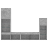 4 Piece TV Wall Units with LED Concrete Grey Engineered Wood 3216650