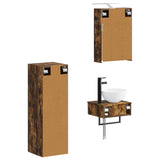 Bathroom Cabinet Set 4 pcs Smoked Oak 43 x 16 x 62.5 cm 3407371
