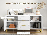 Sideboard with 3 Drawers and Adjustable Shelves for Living Room - White T3398P423858