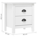 Bedside Cabinet Hill 2 pcs White 46x35x49.5 cm Solid Pine Wood 288908