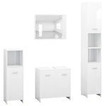 ZNTS 4 Piece Bathroom Furniture Set High Gloss White Engineered Wood 3056886