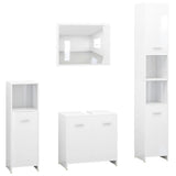 ZNTS 4 Piece Bathroom Furniture Set High Gloss White Engineered Wood 3056886