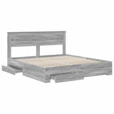 Bed Frame with Drawer Grey Sonoma 200 x 200 cm Engineered Wood 3409957