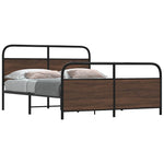 Metal Bed Frame without Mattress Brown Oak 150x200 cm King Size 3318663