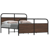 Metal Bed Frame without Mattress Brown Oak 150x200 cm King Size 3318663