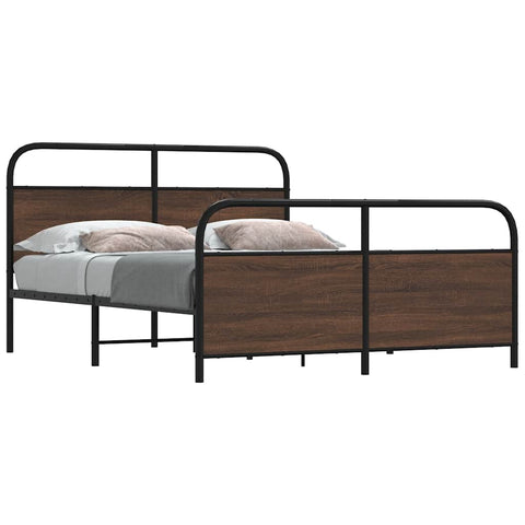 Metal Bed Frame without Mattress Brown Oak 150x200 cm King Size 3318663