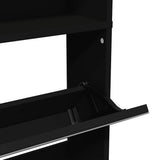 Shoe Cabinet with Mirror 4-Layer Black 63x17x134 cm 3228274