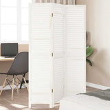 Room Divider 3 Panels White Solid Wood Paulownia 358830
