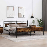 Metal Bed Frame without Mattress Smoked Oak 193x201 cm 3325116