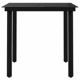 Garden Dining Set Black PE rattan, powder-coated steel, glass 3099377
