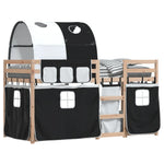 ZNTS Bunk Bed without Mattress White&Black 75x190 cm Small Single Solid Wood Pine 3284000