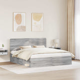Bed Frame Grey Sonoma 200 x 200 cm Solid Pine Wood 3412448