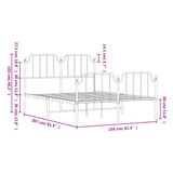 Metal Bed Frame without Mattress with Footboard White 150x200cm 373956