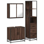 ZNTS 3 Piece Bathroom Furniture Set Brown Oak Engineered Wood 3301129