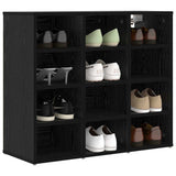 Shoe Cabinet Black Oak 77.5 x 30 x 67 cm Engineered Wood 875214