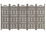 Hand carved 5-Panel Room Divider Grey 200x165 cm Solid Mango Wood 285323