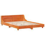 ZNTS Bed Frame without Mattress Wax Brown 120x190 cm Small Double Solid Wood Pine 3323664