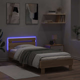 Bed Frame with LED Sonoma Oak 80 x 200 cm Engineered Wood 8008989