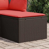 Garden Stool with Cushion Brown 55 x 55 x 37 cm Poly Rattan 366229