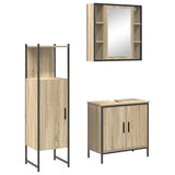 Bathroom Furniture Set with Shelf 3 pcs Brown Engineered wood 3345150