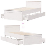 Bed Frame without Mattress with Headboard White 75x190 cm Small Single Solid Wood Pine 3308790