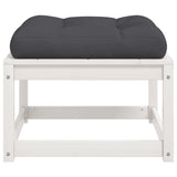 Garden Footstool with Cushions White Solid Wood Pine 844700