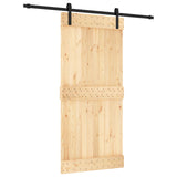 Sliding Door Natural and Black 95 x 210 cm Solid Pine Wood 3444915